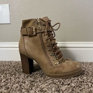 Guess brand booties , size 8.5 , tan color